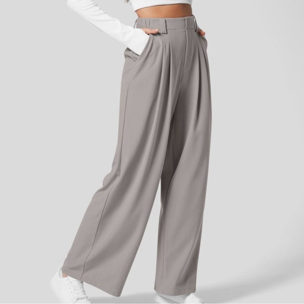High Waisted Gray Pants (Waffle Fabric)